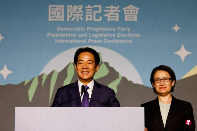 赖清德萧美琴以当选正副总统身份出席国际记者会