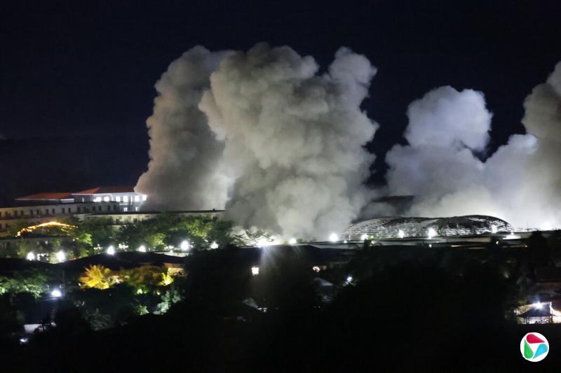 10月,缅甸妙瓦底镇KK园区发生爆炸,浓烟滚滚升腾。