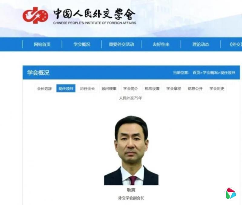 耿爽履新中国人民外交学会副会长