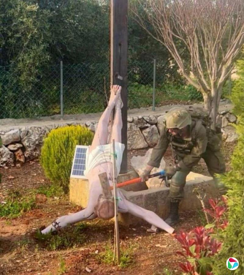 以士兵斧头砸坏耶稣雕像 内坦亚胡严厉谴责
